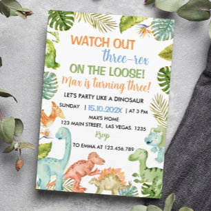 Jungle Dinosaur Trerex Birthday-inbjudan Inbjudningar