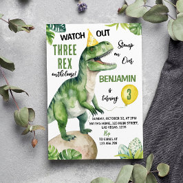 Jungle Dinosaur Trerex Birthday-inbjudan Inbjudningar