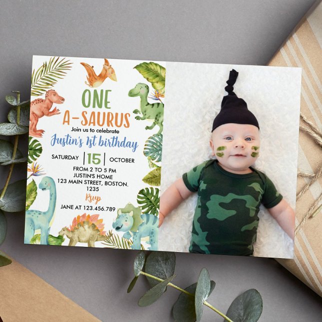 Jungle Dinosaurs 1:a födelsedagsinbjudan Inbjudningar (Skapare uppladdad)