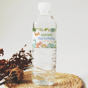 Jungle Dinosaurs Birthday Vattenflaska Label Vattenflaskor Etikett