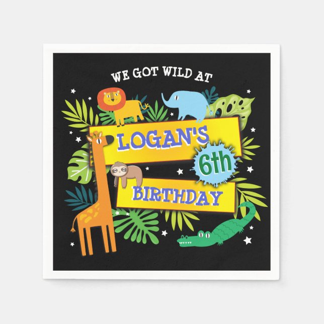 JUNGLE DJUR SAFARI ZOO Birthday Papper Pappersservett (Framsidan)