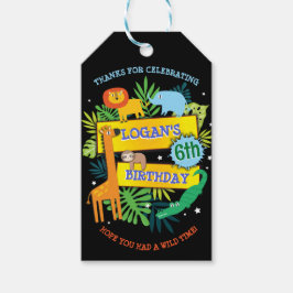JUNGLE DJUR SAFARI ZOO Birthday Papper Presentetikett
