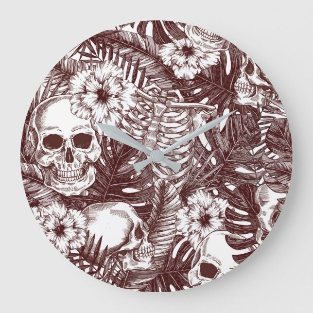 Jungle Döskallars Wall Clock Stor Klocka (Framsida)