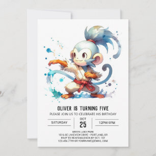 Jungle Editable Monkey Birthday Inbjudningar