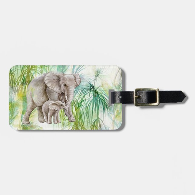 ’Jungle Elephant’ Acrylic Luggage Tag Bagagebricka (Horisontell Framsida)