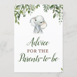 Jungle Elephant Advice for Parent Sign Storlekare Inbjudningar