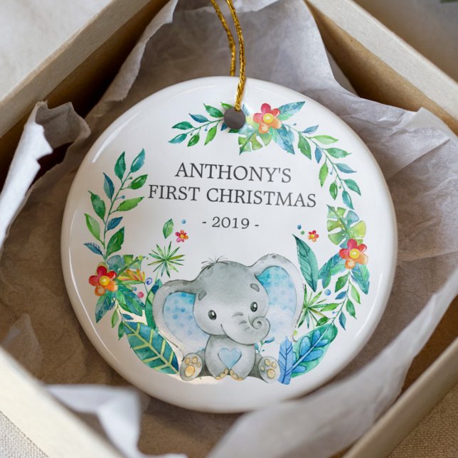 Jungle Elephant Baby Photo jul Ornament (Skapare uppladdad)