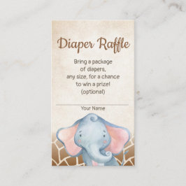 Jungle Elephant Baby Shower Diaper Raffle Card Tilläggskort