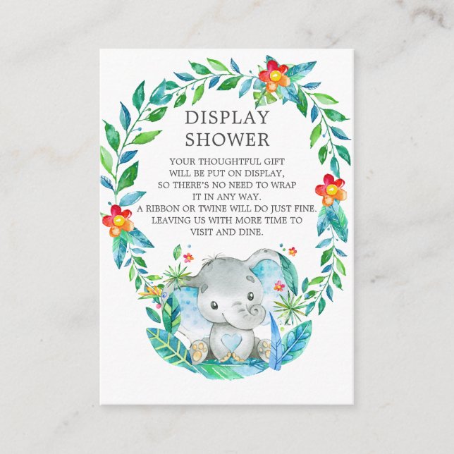 Jungle Elephant Baby Shower Visning Shower Tilläggskort (Framsida)