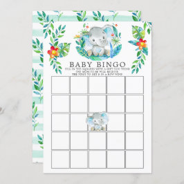 Jungle Elephant BINGO Baby Shower Game Inbjudningar
