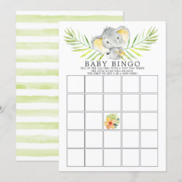 Jungle Elephant BINGO Baby Shower Game Inbjudningar