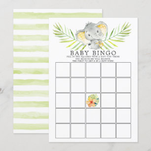 Jungle Elephant BINGO Baby Shower Game Inbjudningar