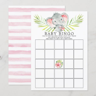 Jungle Elephant BINGO Baby Shower Game Inbjudningar