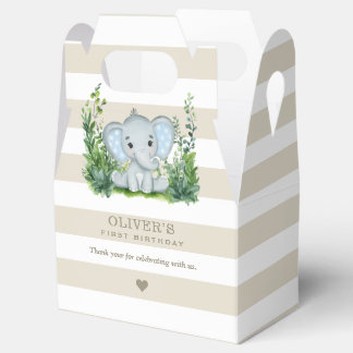 Jungle Elephant Boy 1st Birthday Party Tack Presentaskar