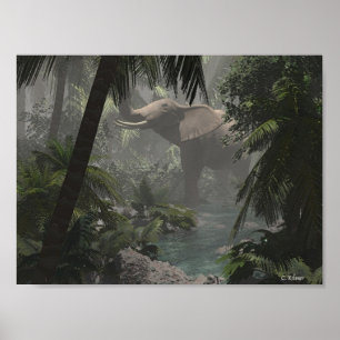 Jungle Elephant Poster