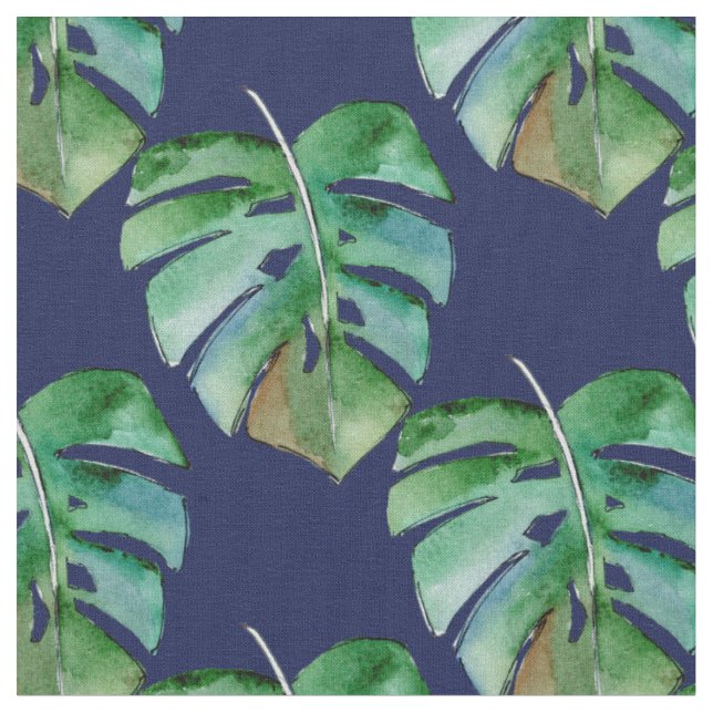 Jungle Ferns on Blue Tyg (Närbild)