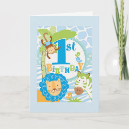 Jungle First Birthday Card Kort