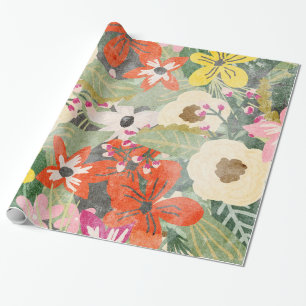 Jungle Flowers Wrapping Papper Presentpapper