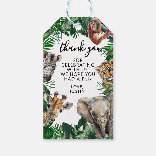 Jungle Födelsedags Safari Party Favor Tack  Presentetikett (Framsidan)