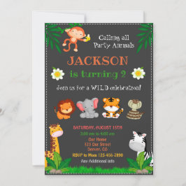 Jungle-födelsedagsinbjudan Party djur inbjudan