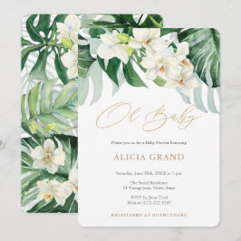 Jungle Foliage Gender Neutral Baby Shower Party Inbjudningar