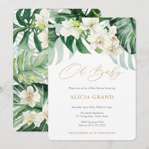 Jungle Foliage Gender Neutral Baby Shower Party Inbjudningar