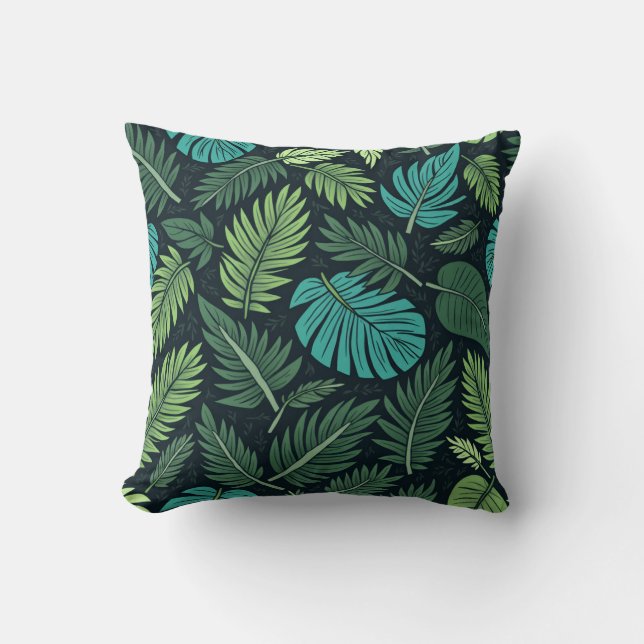 Jungle Foliage Pattern – Lush Tropical Leaf Design Kudde (Framsida)