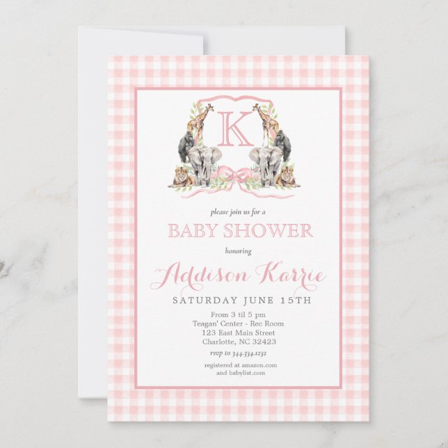 Jungle för inbjudan till Preppy Safari Baby Shower (Framsida)