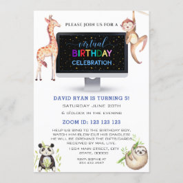 Jungle Forest Friends Boy Virtuell Födelsedagsfest Inbjudningar