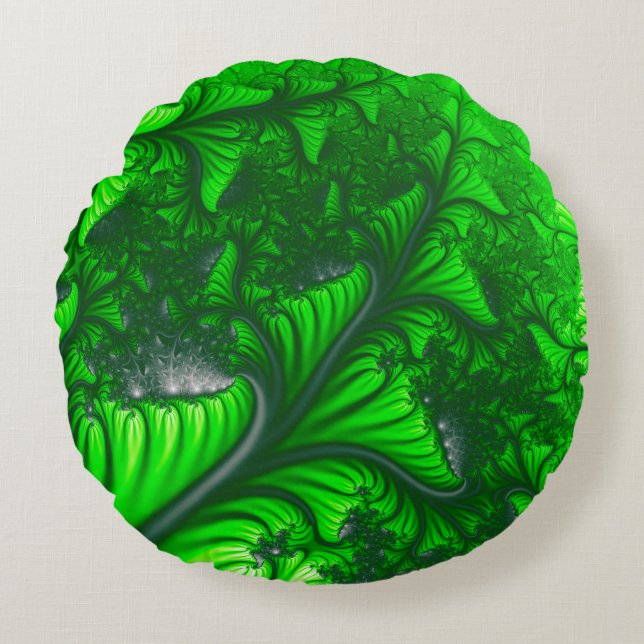 Jungle fractal rund kudde (Framsidan)