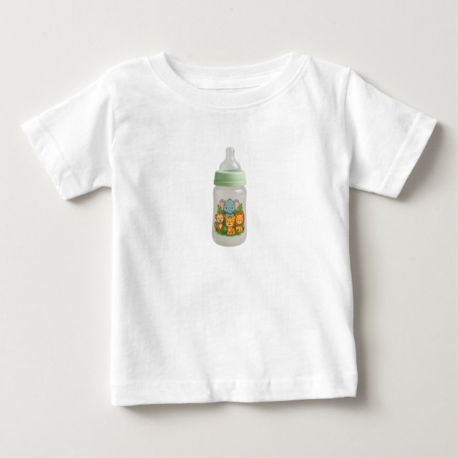 Jungle Friends Baby Bottle T Shirt (Framsida)