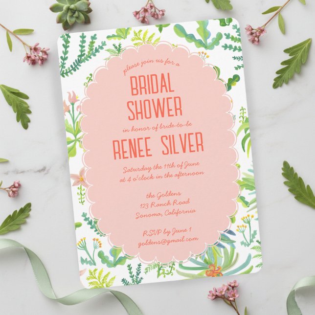 Jungle Garden Watercolor Custom BRIDAL SHOWER Inbjudningar (Jungle Garden Watercolor Hand-painted Custom BRIDAL SHOWER Invitation
)