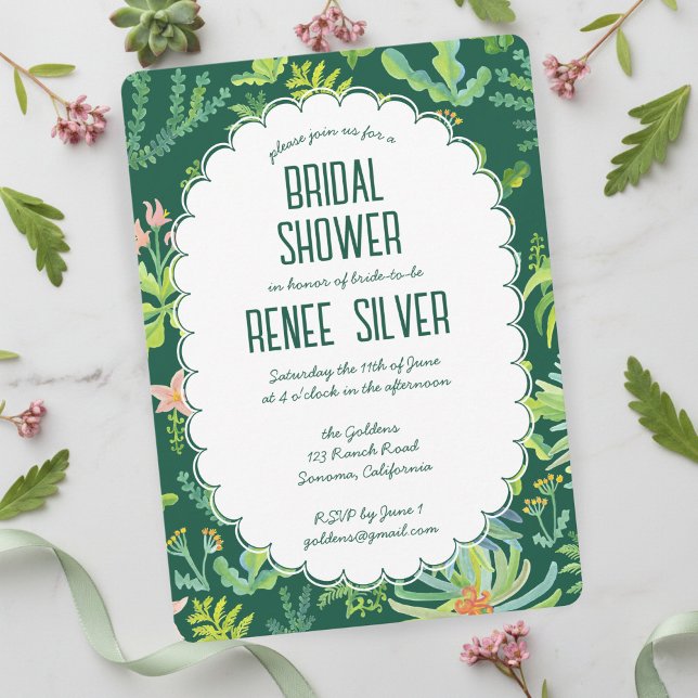Jungle Garden Watercolor Custom BRIDAL SHOWER Inbjudningar (Jungle Garden Watercolor Hand-painted Custom BRIDAL SHOWER Invitation
)