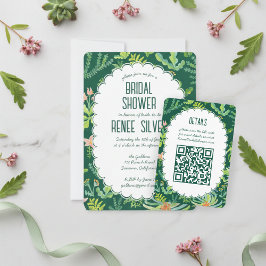 Jungle Garden Watercolor Custom QR BRIDAL SHOWER Tilläggskort