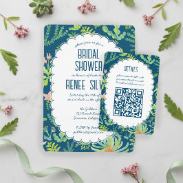 Jungle Garden Watercolor Custom QR BRIDAL SHOWER Tilläggskort