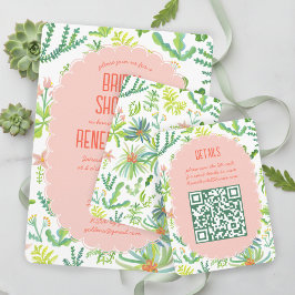 Jungle Garden Watercolor Custom QR BRIDAL SHOWER Tilläggskort