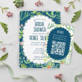Jungle Garden Watercolor Custom QR BRIDAL SHOWER Tilläggskort