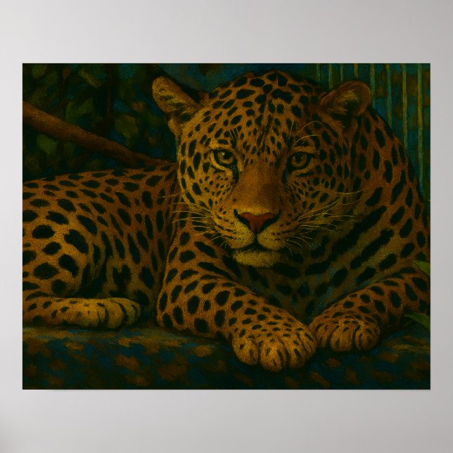 Jungle Gaze - Resting Leopard i Vilden Poster (Framsidan)