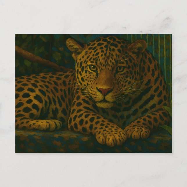 Jungle Gaze - Resting Leopard i Vilden Vykort (Framsida)