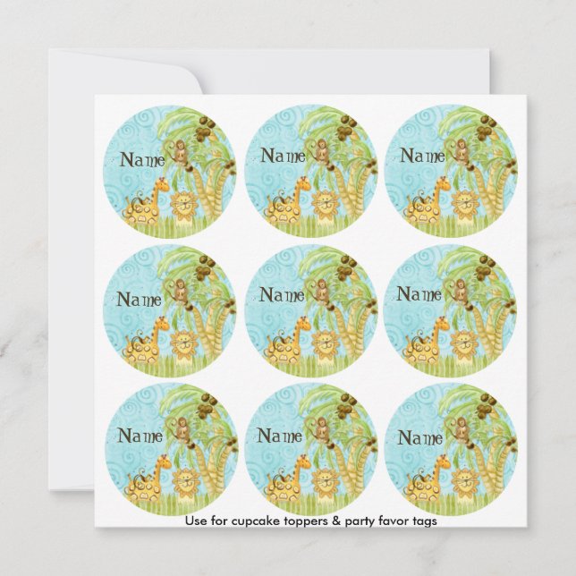 Jungle Giraffe Baby Cuptårta Topper Shower Kit (Framsida)