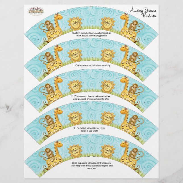 Jungle Giraffe Baby Cuptårta Wrapper Shower Kit (Framsida)