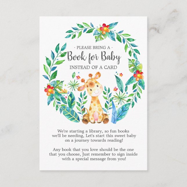 Jungle Giraffe Baby Shower Bok för Baby Card Tilläggskort (Framsida)