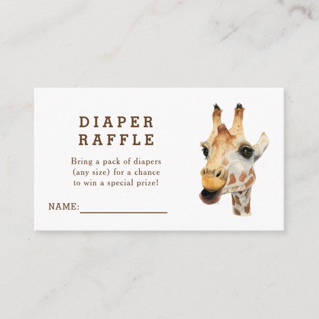Jungle Giraffe Baby Shower Diaper Raffle Card Tilläggskort (Framsida)