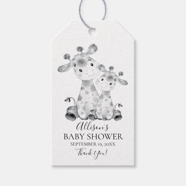 Jungle Giraffe Baby Shower Favor Gift-Märkre Presentetikett (Framsidan)