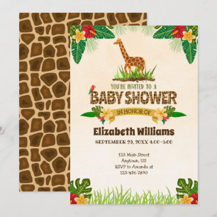 Jungle Giraffe Baby Shower-inbjudan Inbjudningar