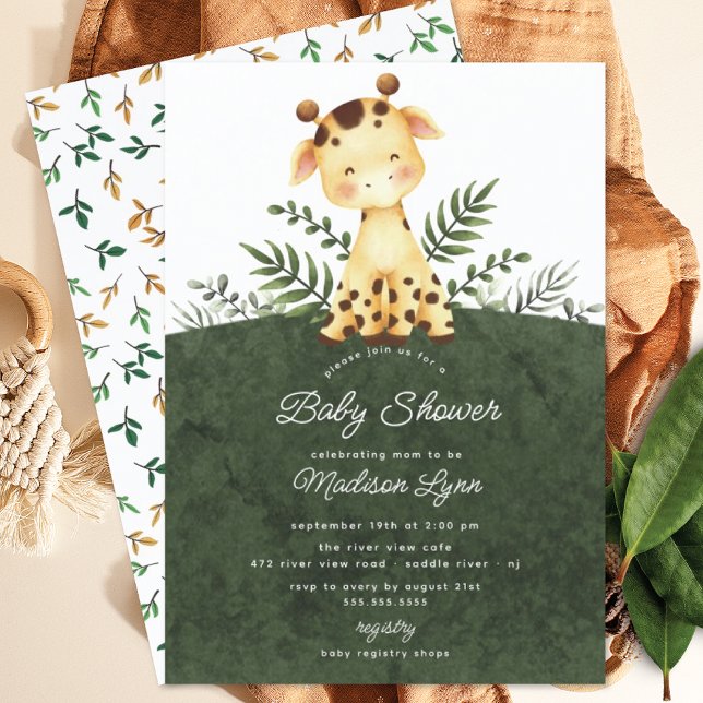 Jungle Giraffe Baby Shower-inbjudan Inbjudningar (Skapare uppladdad)