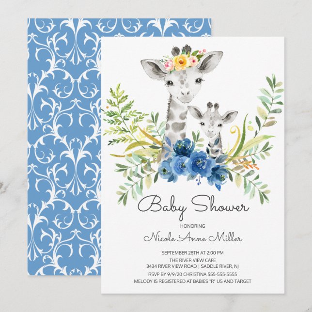 Jungle Giraffe Baby Shower-inbjudan Inbjudningar (Fram/baksida)