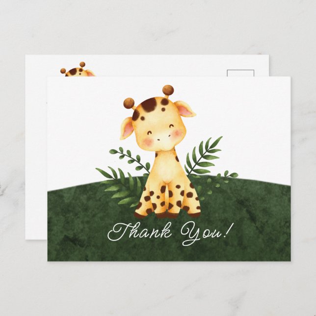 Jungle Giraffe Baby Shower Tack Kort (Fram/baksida)