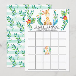 Jungle Giraffe BINGO Baby Shower Game Inbjudningar