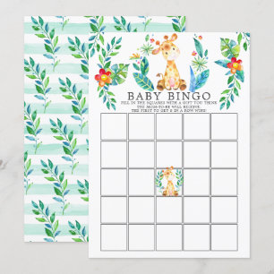 Jungle Giraffe BINGO Baby Shower Game Inbjudningar